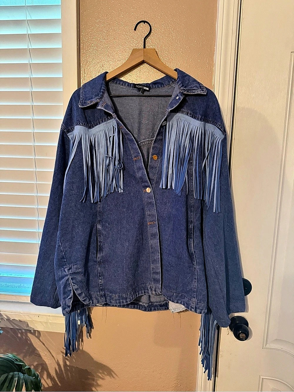 Fashion Nova NWOT Fringe Denim Jacket/Shirt